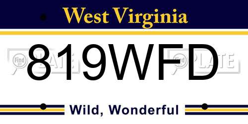 819WFD West Virginia License Plate