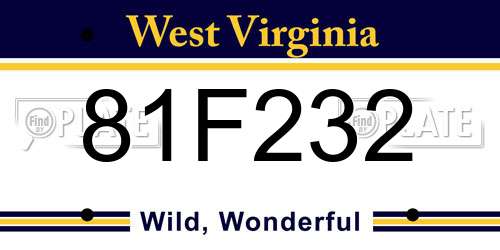81F232 West Virginia License Plate