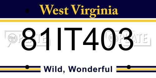 81IT403 West Virginia License Plate