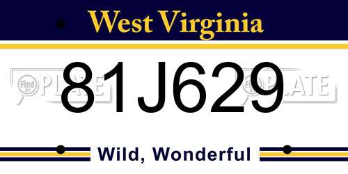 81J629 West Virginia License Plate