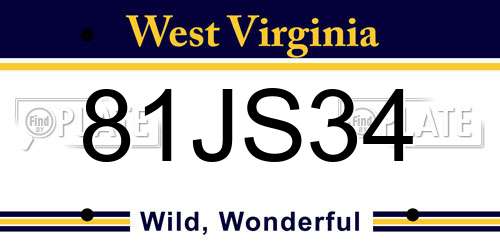 81JS34 West Virginia License Plate