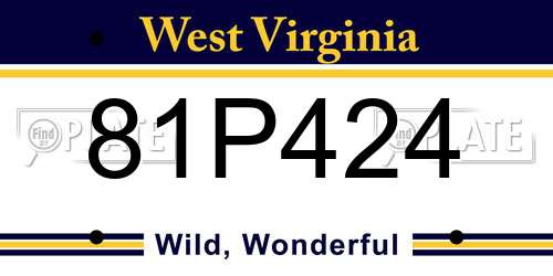 81P424 West Virginia License Plate