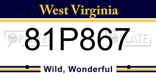 81P867 West Virginia License Plate