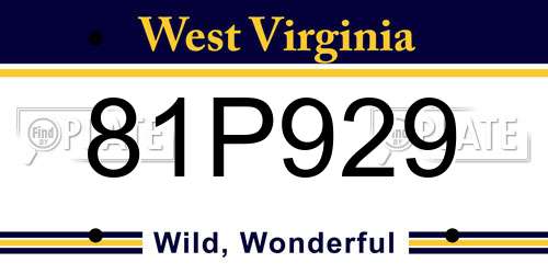 81P929 West Virginia License Plate