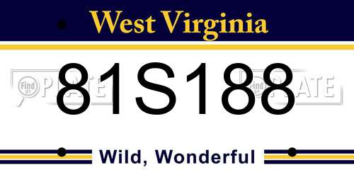 81S188 West Virginia License Plate