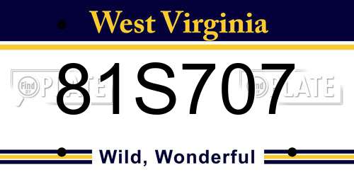 81S707 West Virginia License Plate
