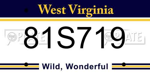 81S719 West Virginia License Plate