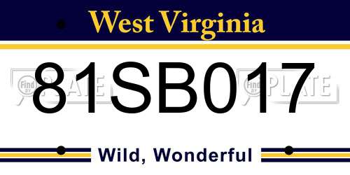 81SB017 West Virginia License Plate