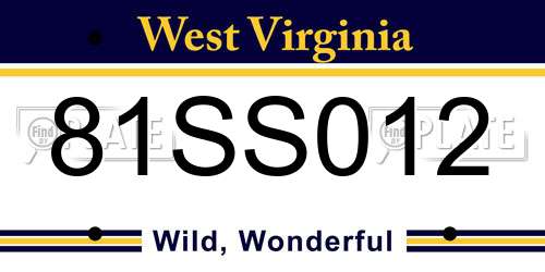 81SS012 West Virginia License Plate