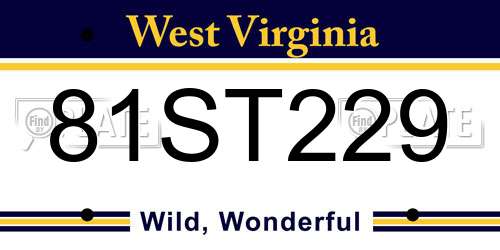 81ST229 West Virginia License Plate