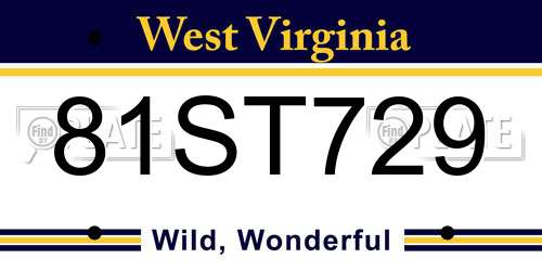 81ST729 West Virginia License Plate