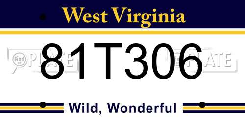 81T306 West Virginia License Plate