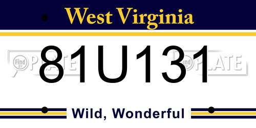 81U131 West Virginia License Plate