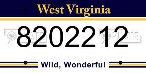 8202212 West Virginia License Plate