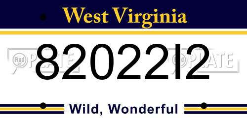 82022I2 West Virginia License Plate