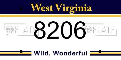 8206 West Virginia License Plate