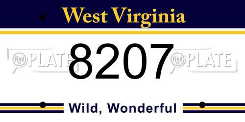 8207 West Virginia License Plate