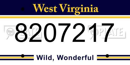 8207217 West Virginia License Plate