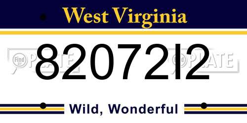 82072I2 West Virginia License Plate