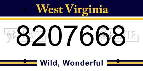 8207668 West Virginia License Plate