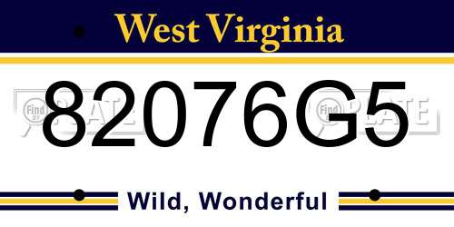 82076G5 West Virginia License Plate
