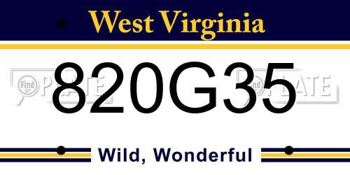 820G35 West Virginia License Plate