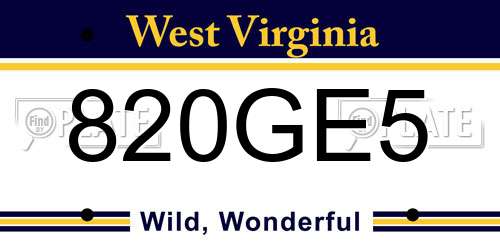 820GE5 West Virginia License Plate