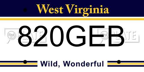 820GEB West Virginia License Plate