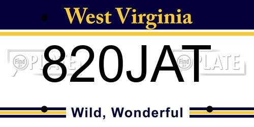 820JAT West Virginia License Plate