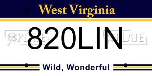 820LIN West Virginia License Plate