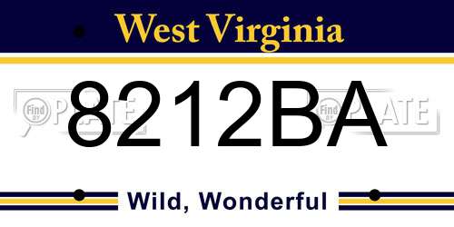 8212BA West Virginia License Plate