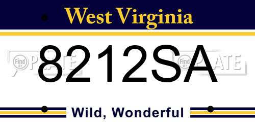 8212SA West Virginia License Plate