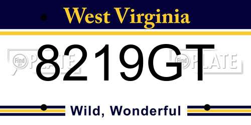 8219GT West Virginia License Plate