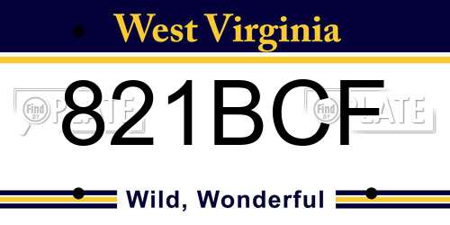 821BCF West Virginia License Plate
