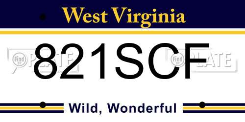 821SCF West Virginia License Plate