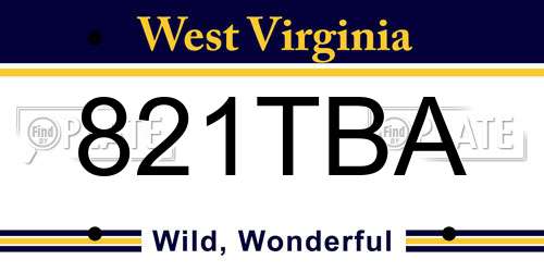 821TBA West Virginia License Plate