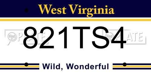 821TS4 West Virginia License Plate