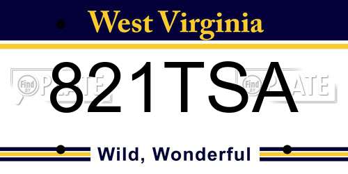 821TSA West Virginia License Plate