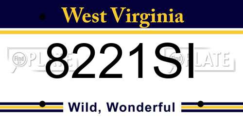 8221SI West Virginia License Plate