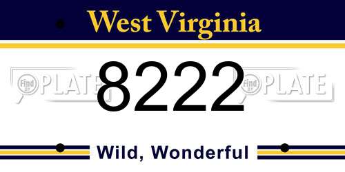 8222 West Virginia License Plate