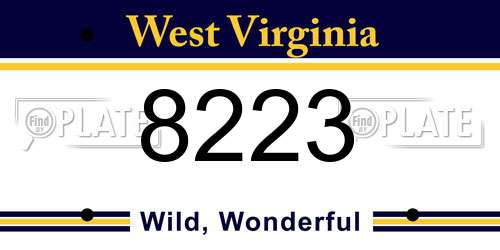 8223 West Virginia License Plate