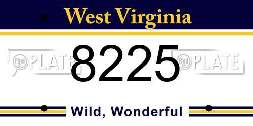 8225 West Virginia License Plate