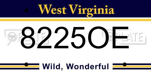8225OE West Virginia License Plate