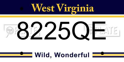 8225QE West Virginia License Plate