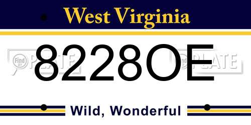 8228OE West Virginia License Plate