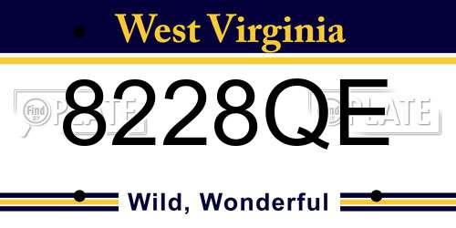 8228QE West Virginia License Plate