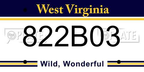 822B03 West Virginia License Plate