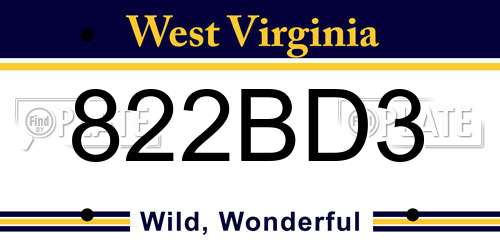 822BD3 West Virginia License Plate