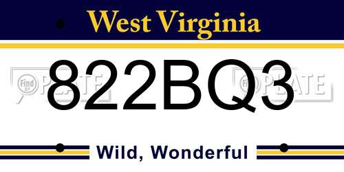 822BQ3 West Virginia License Plate