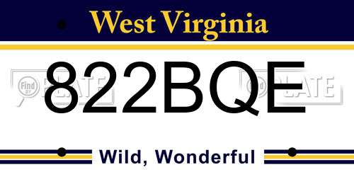 822BQE West Virginia License Plate